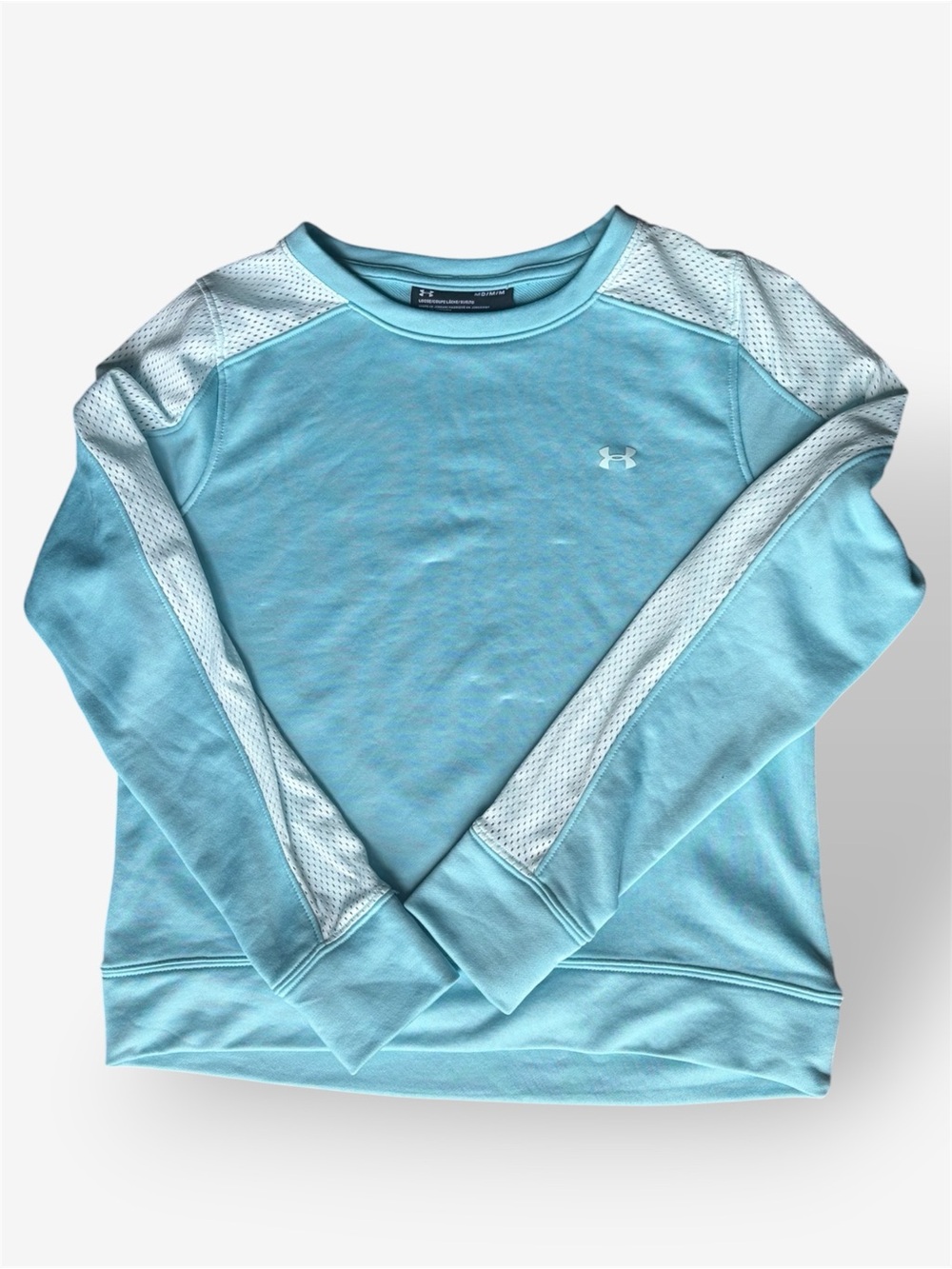 Under Armour Aqua Teal Mesh Raglan Sleeve Crewneck Sweatshirt Medium